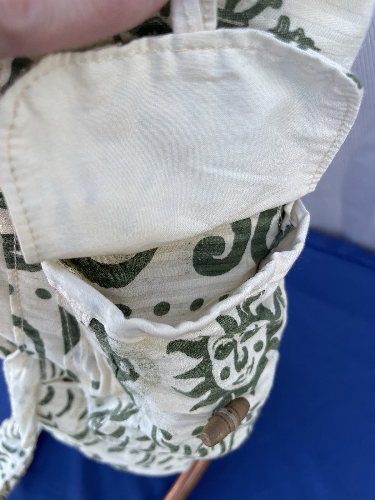 Boho Lightweight Drawstring Cotton Backpack Cream… - image 5