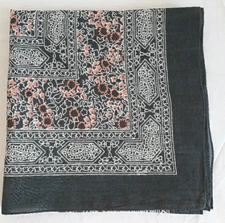 Anthropologie x Llani Oversize Square Scarf  40x40 Gray Floral Metallic Accent