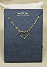 AQUA Open Heart Paperclip Chain Pendant Neckl...