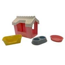 Playskool Dollhouse Furniture Lot Dog House Pet Bed Food Bowls Loving Family
