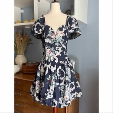 Vtg Jessica Mcclintock Gunne Sax Short Floral bubble Dress 80s Size 13/14 L