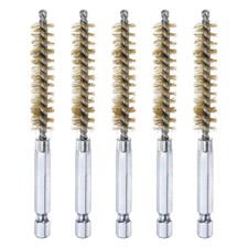 HARFINGTON 5Pcs Brass Bore Brush 10mm Dia 4" Long Cleaning Twisted Wire