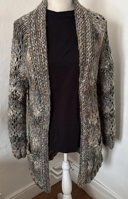 GAP Damen Strickjacke Grobstrick Zopfmuster Langarm Merinowolle