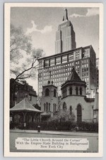 NYC Little Church Around Corner Empire State Building Acacia Card Postcard