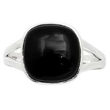 Natural Black Onyx - Brazil 925 Sterling Silver Ring s.7 Jewelry R-1005