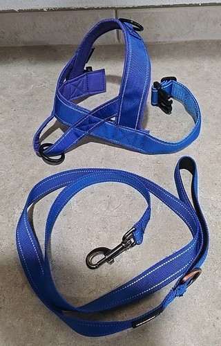 Annchwool No Pull Dog Harness with leash Blue, No Patches Included