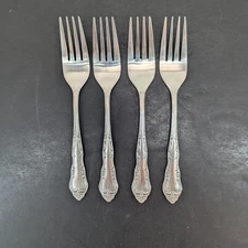 Hanford Forge Stainless Steel Dinner Forks Floral Design Set of 4