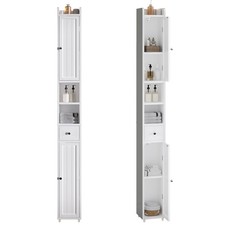 Bathroom Storage Cabinet Adjustable Shelves 2 Doors 1 Drawer Freestanding White