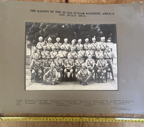 Rare Vintage WW2 Photo. 25th Battalion 15th Punjab Regiment 1941 India Military