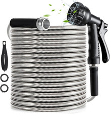 Tubo Acqua Giardino Con Avvolgitubo 15M, Acciaio Inox Tubo Estensibile in Metall