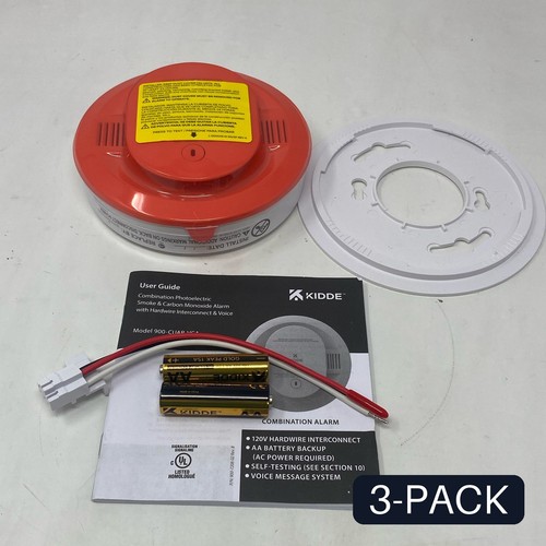 Kidde 30CUAR-V Smoke & CO Alarm, Hardwired + Voice, 5in, White - 3 PACK