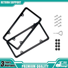 2 Pack Black License Plate Cover Stainless Steel Slim Frame For Front Rear New