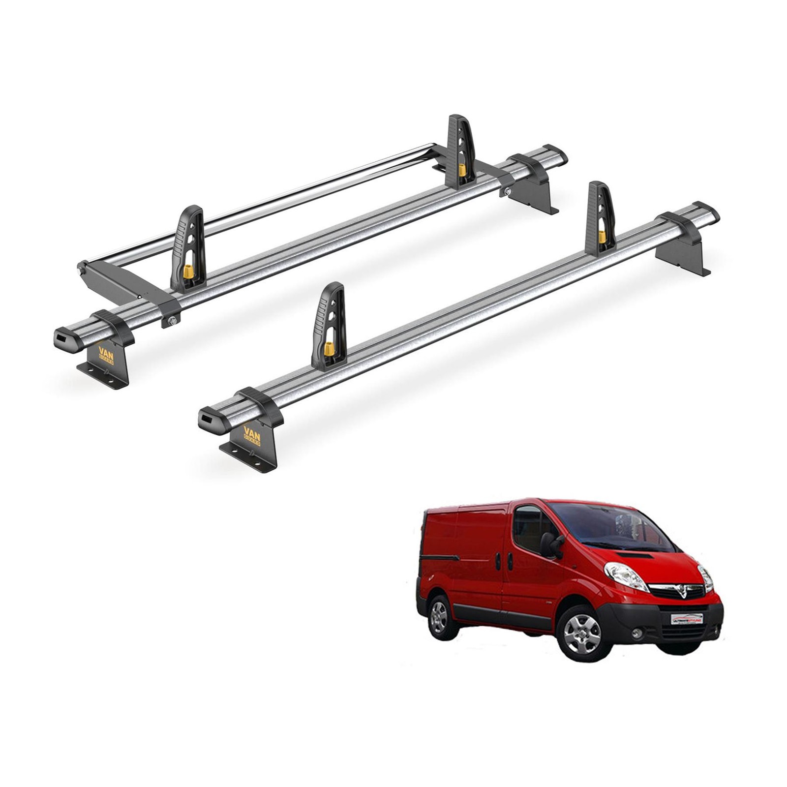 Vauxhall Vivaro Roof Rack for 2001-2014 2x Bars & Roller Van Guard UltiBar Trade