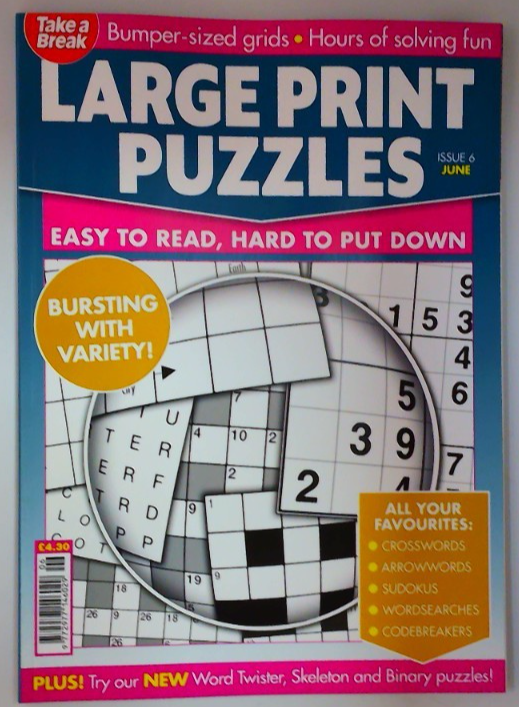 Take a Break Large Print Puzzles #6 June 2026 Crosswords Wordsearch Sudoku