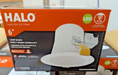 1-Pack 6” Halo Direct Mount Recessed Light Canless EZ-Trim! Fixtures NEW