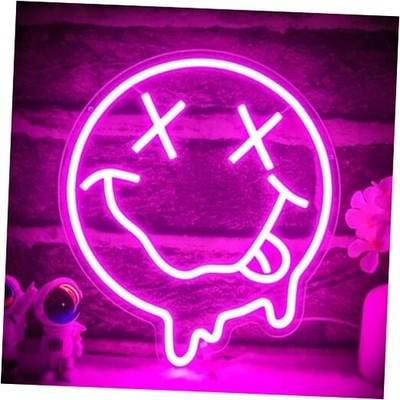 Melting Smile Face Neon Sign Melted Smile Neon Signs LED Sign for Wall Decor 