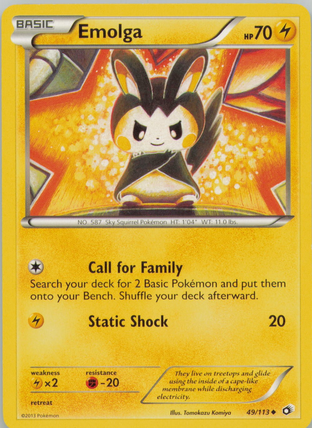 EMOLGA 49/113 UC LEGENDARY TREASURES POKEMON LP