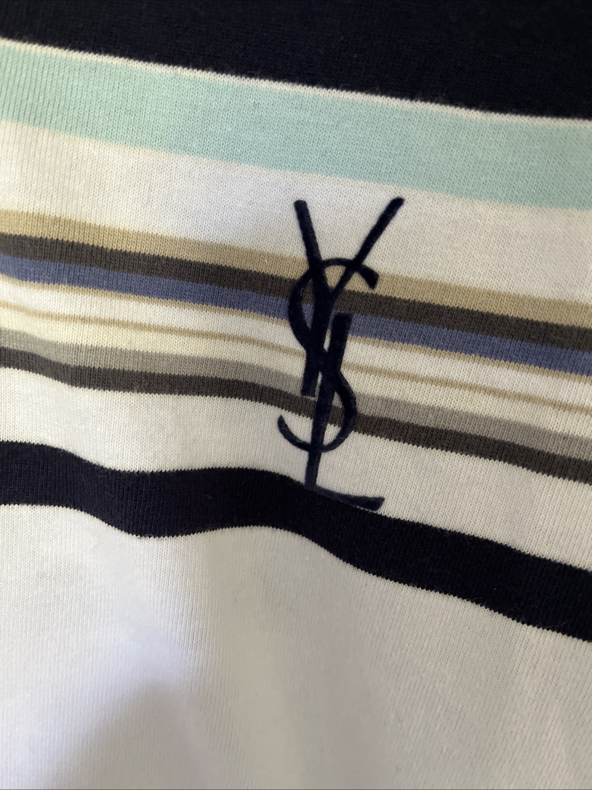 SAINT LAURENT Polo uomo YSL Pour Homme colore navy blu e bianco taglia XL