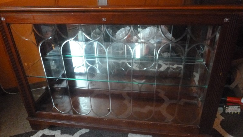 LOWBOY CHERRY WOOD LIGHT UP GLASS CURIO ~ ETCHED GLASS FRONT!!!