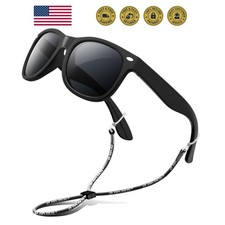 Kids Sunglasses Polarized UV400 TPE with Strap for Boys Girls