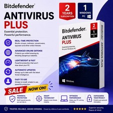 Bitdefender Antivirus Plus 2026 - 2 Years For 1 Windows PC - Daily VPN