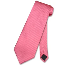 Vesuvio Napoli NeckTie CORAL PINK Striped Vertical Stripes Design Mens Neck Tie