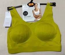 M&S BODY 360° STRETCH CROP TOP Bra In LIME Size 10