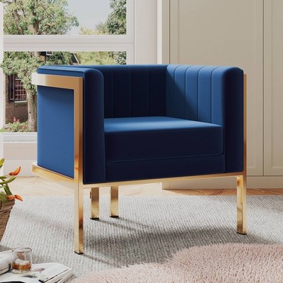 Paramount Royal Blue Velvet Fabric Accent Armchair