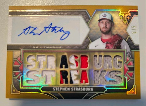 Stephen Strasburg Auto /9 Patch Jersey Relic 2022 Topps Triple Threads