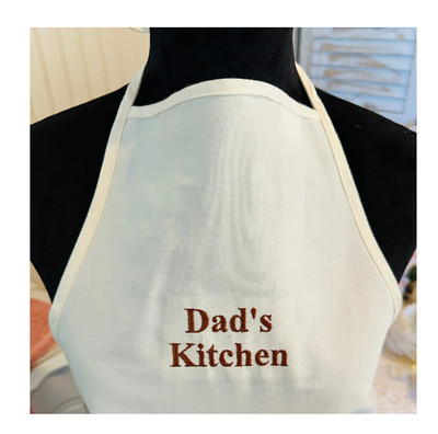 Regular Adult Apron Ivory, Brown Thread ''Dad's Kitchen''