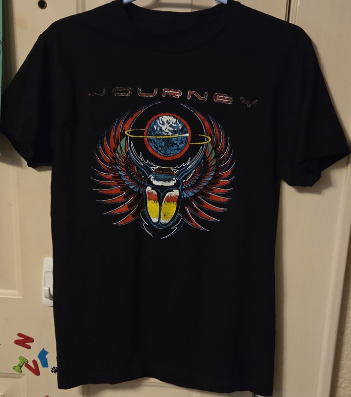 Journey Band Graphic Logo T-Shirt Black Cotton Crew Neck Men's M