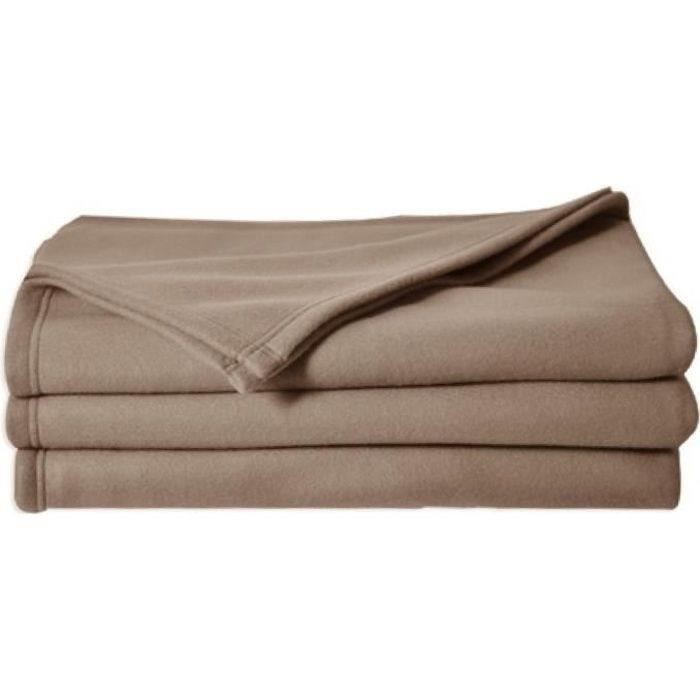 Couverture polaire haut de gamme Toison d'Or Poleco en microfibre dense de couleur taupe