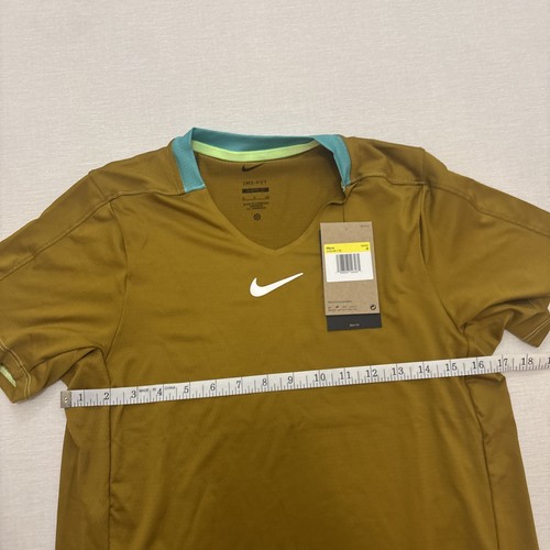 Nike Court Dri-Fit Advantage Tennis Mens Shirt Green Slim Fit DR6548-716 Size S - Picture 4 of 7