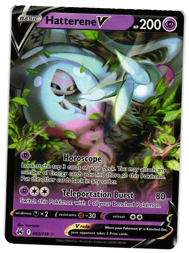 Pokemon TCG Hatterene V 065/159 Holo V Rare Crown Zenith NM