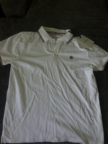Men's White Moncler Polo Xl New With Tags 100% Authentic