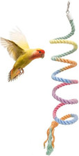 59-Inch Hanging Bird Rope Perch Stand Extra Long Gradient Color Swing for Birds