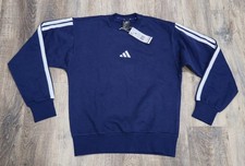 NWT Adidas M FL SW 3S Sweatshirt Mens Sz S Blue 3-Stripes Crew Neck Pullover NEW