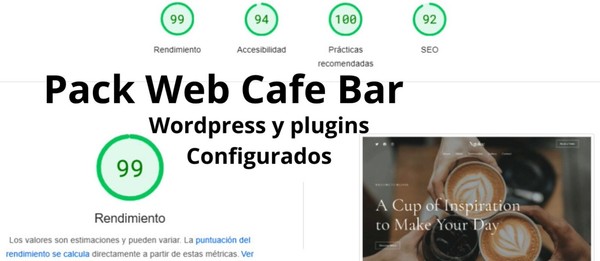 Diseño Web Café Bar Pack WordPress Plantilla Plugins, Configurados y optimizados