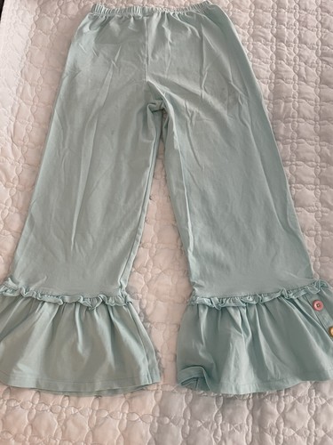 Matilda Jane Size 10 Girls Big Ruffle Light Blue Kinsley Pants - Picture 5 of 9