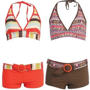 halter top bikini with boy shorts