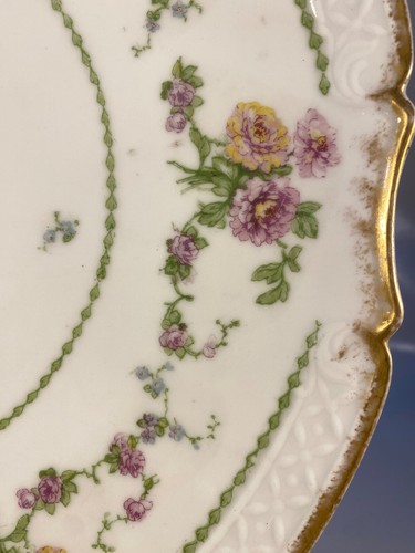 Antique Limoges B & H France 13 inch Serving Platter Delicate Roses Age Unknown - Picture 11 of 12