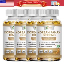 Korean Red Panax Ginseng 1600mg - 120/240/480 Capsules - Extra Strength NON-GMO