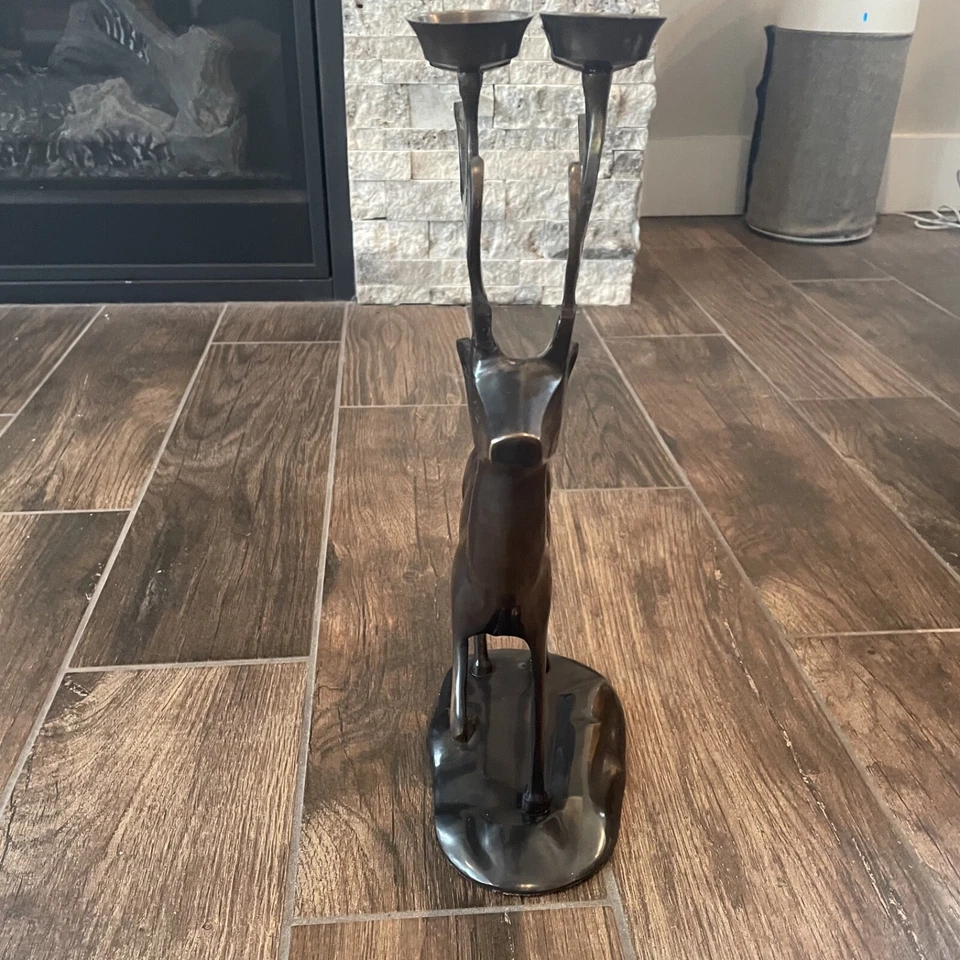 Copper Reindeer Deer Candle Holder Centerpiece Pottery Barn Style - Image 4 of 4