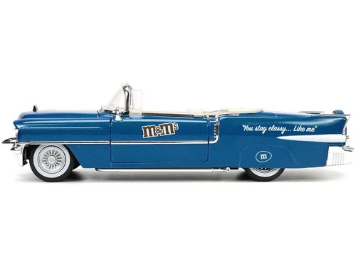 JADA 1:24 1956 CADILLAC ELDORADO WITH BLUE FIGURE M&M DIE-CAST BLUE 33726 - Picture 3 of 9