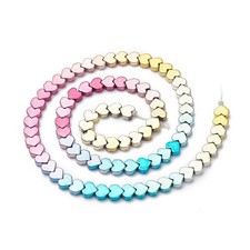 5strands Hematite Beads Heart 6x3.5mm Non-magnetic Synthetic Stone Multi-color