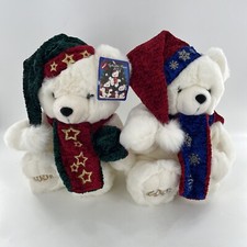2 Vintage 2001 Kmart Christmas Teddy Bear Plush Collectible Stuffed Boys 20" Set