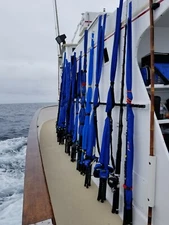 7' JAWS QUARTER CUT DESIGN TRAVELING FISHING ROD COVER FOR IN/OFFSHORE BLACK