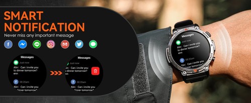 Smart Watch For Men Bluetooth Call With Flashlight Sports GPS Tracker Waterproof - 第 12/23 張圖片