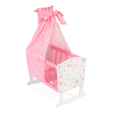 Bayer Chic 2000 Puppenwiege Stars pink mit Bettwäsche und Himmel TOP