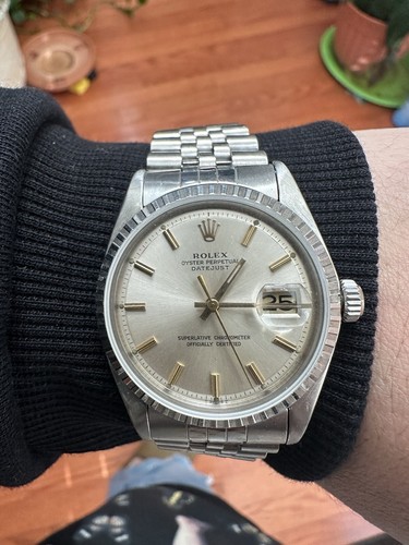 Rolex Datejust 1603 Silver Oyster Bracelet with Silver Bezel